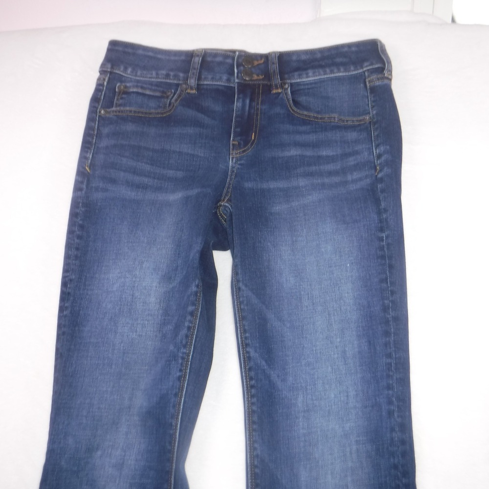 American Eagle Artist Flare Jeans Womens 8 X-Long Super Stretch Dark Wash Blue - Picture 11 of 15